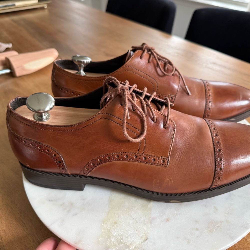Classic Brown Leather Men's Dress Shoes with Grand OS